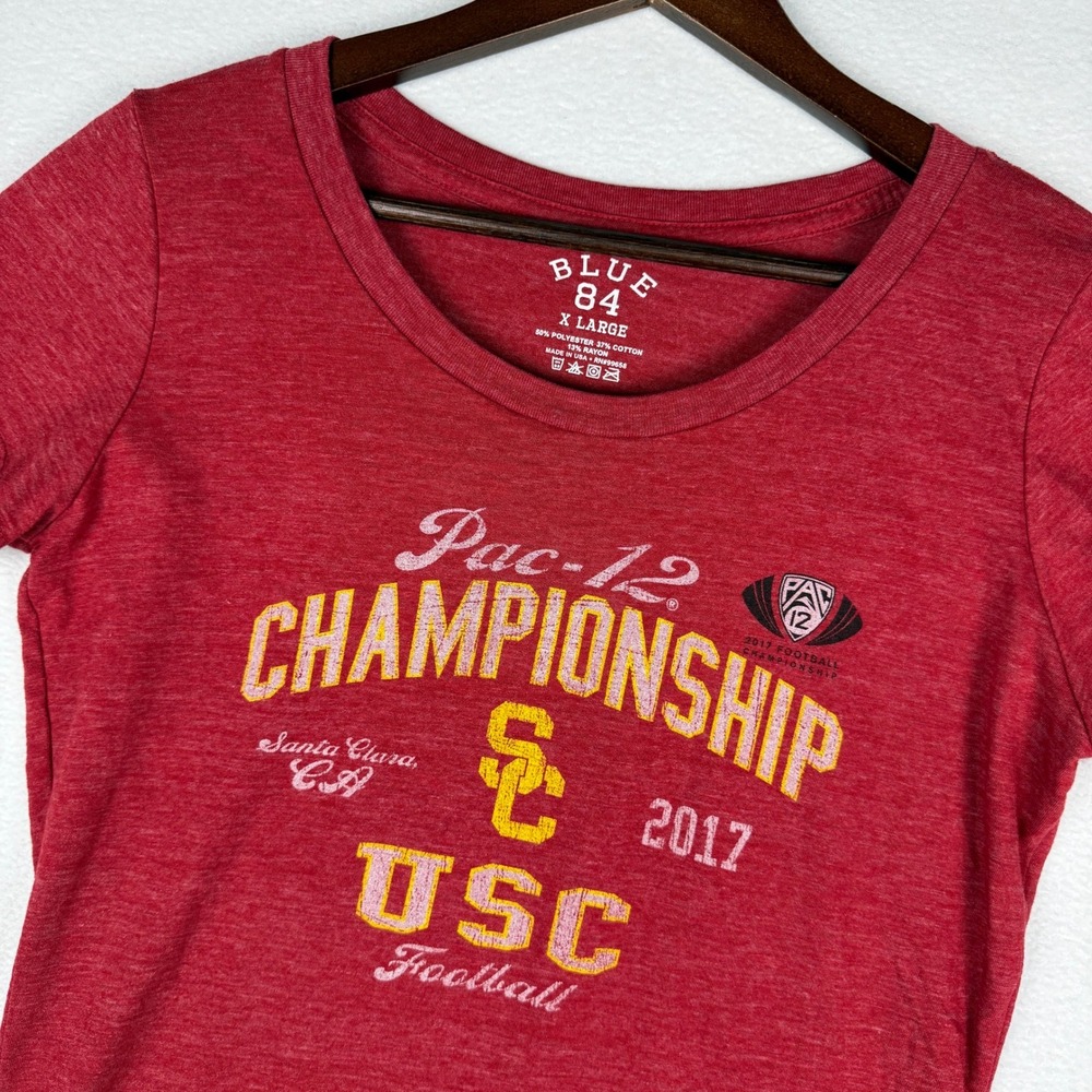 USC T-Shirt Womens XL Blue 84 Cardinal Red Pac-12 Football Championship 2017